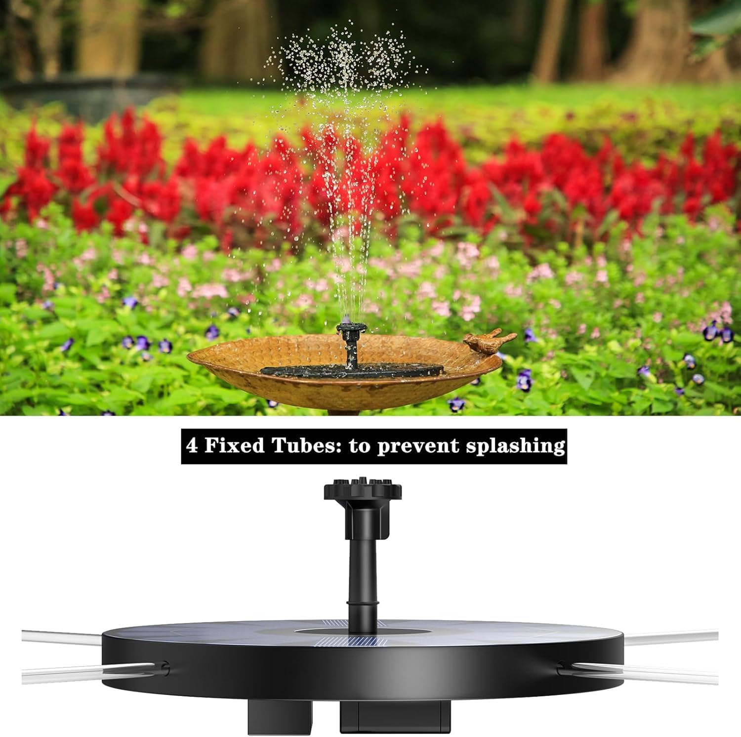 AISITIN Solar Fountain 2026 Upgraded, Water Fountain Outdoor with 8 Nozzles Set & 4 Fixed Pipes, Solar Powered Water Fountain Pump for Outdoor Garden, Pond, Pool, and Bird Bath - Image 6