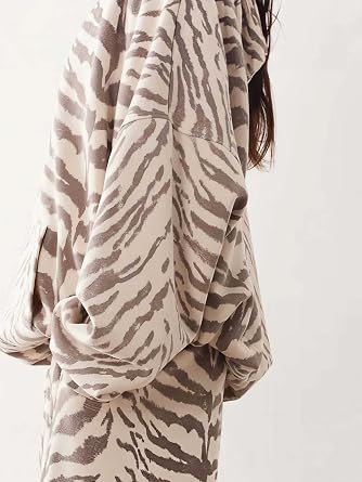 Y2k Striped Leopard Oversized Hoodie Cheetah Pullover Grunge Streetwear