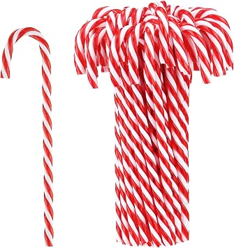 Hicarer Christmas Plastic Candy Cane 5.9 Inch Christmas Tree Hanging Ornament Decoration Twisted Tree Candy Cane Ornament for Xmas Holiday Party Favor100 Pieces,Red and White