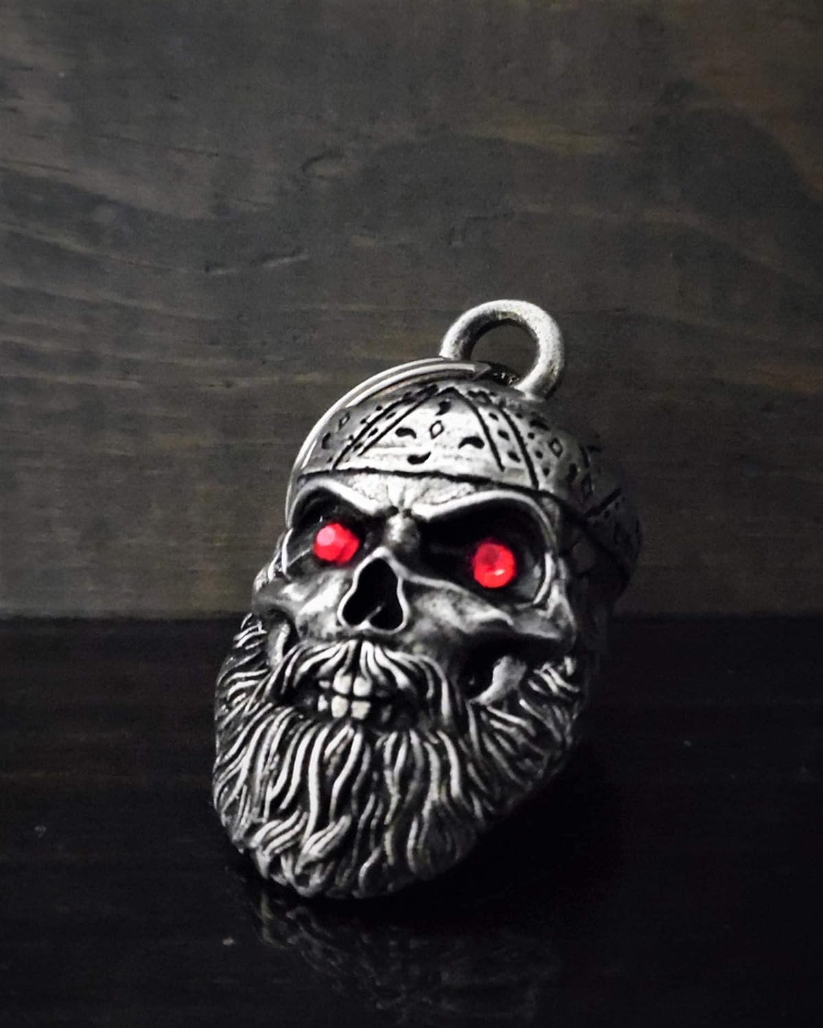Old School Biker Diamond Skull Bell Motorcycle Biker Bell Accessory or Key Chain for Luck