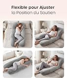 Nuliie Coussin de Grossesse pour Dormir, Oreiller de Corps Complet en Forme de U, Soutien pour Le Dos, Les Hanches et Les Jambes des Femmes Enceintes, avec Une Housse en Velours Lavable (Gris) - 7