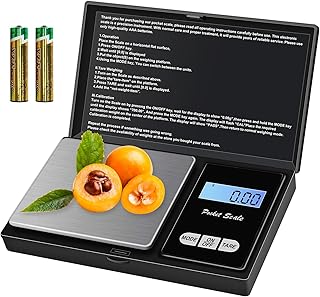 Mini Digital Scales 500x0.01g Small Scales Micro Jewellery Scales Weed Kitchen Pocket Scales Precision Weighing with Back-Lit LCD Display for Jewellery Gold Coffee Herb (2 Batteries Included)