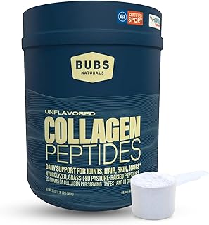 BUBS Naturals Collagen Peptides Powder, Collagen for Women & Men, Hydrolyzed Peptides, Unflavored Pasture Raised Grass Fed, Paleo Keto Friendly, Supports Hair Skin & Joint Health (20 oz) 28 Servings