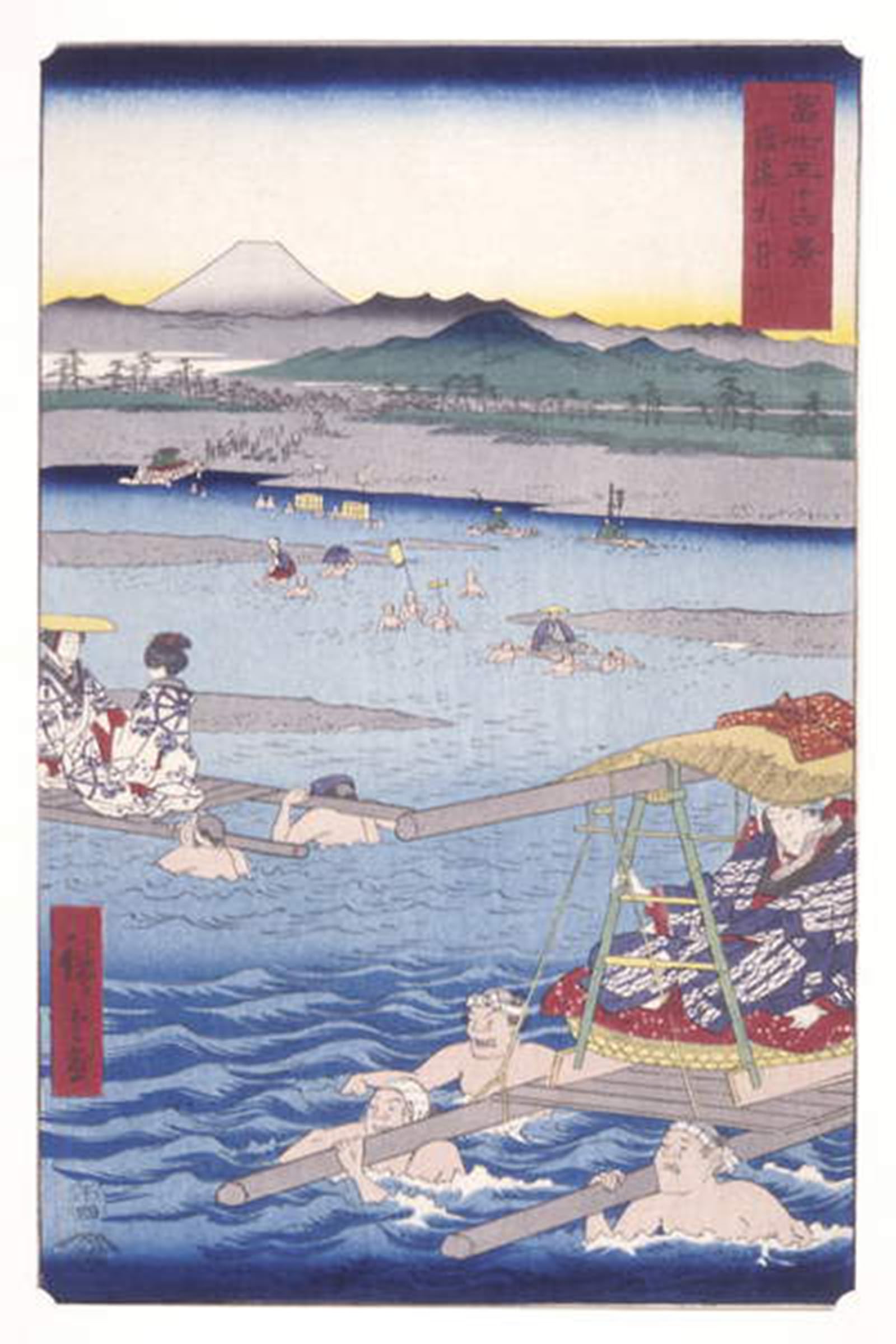 ARTXLXXBN Famous Painting Canvas Artwork Graffiti Print the River Between Suruga by Utagawa Hiroshige Portrait Canvas Image for Home Decor 60x90cm