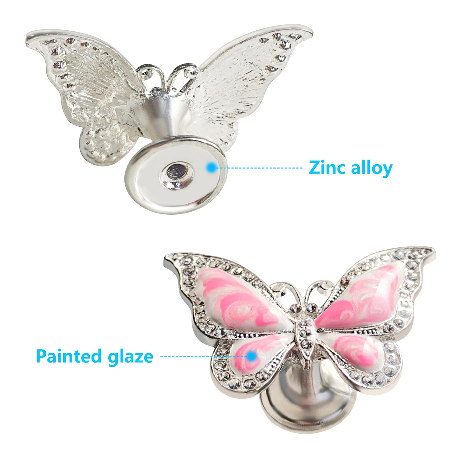BAMI-LEE House Butterfly Cupboard Knobs,6 pcs Hand-Painted Butterfly Cabinet Knobs Drawer Pull Handle for Decorative Drawers Wardrobes - Image 3