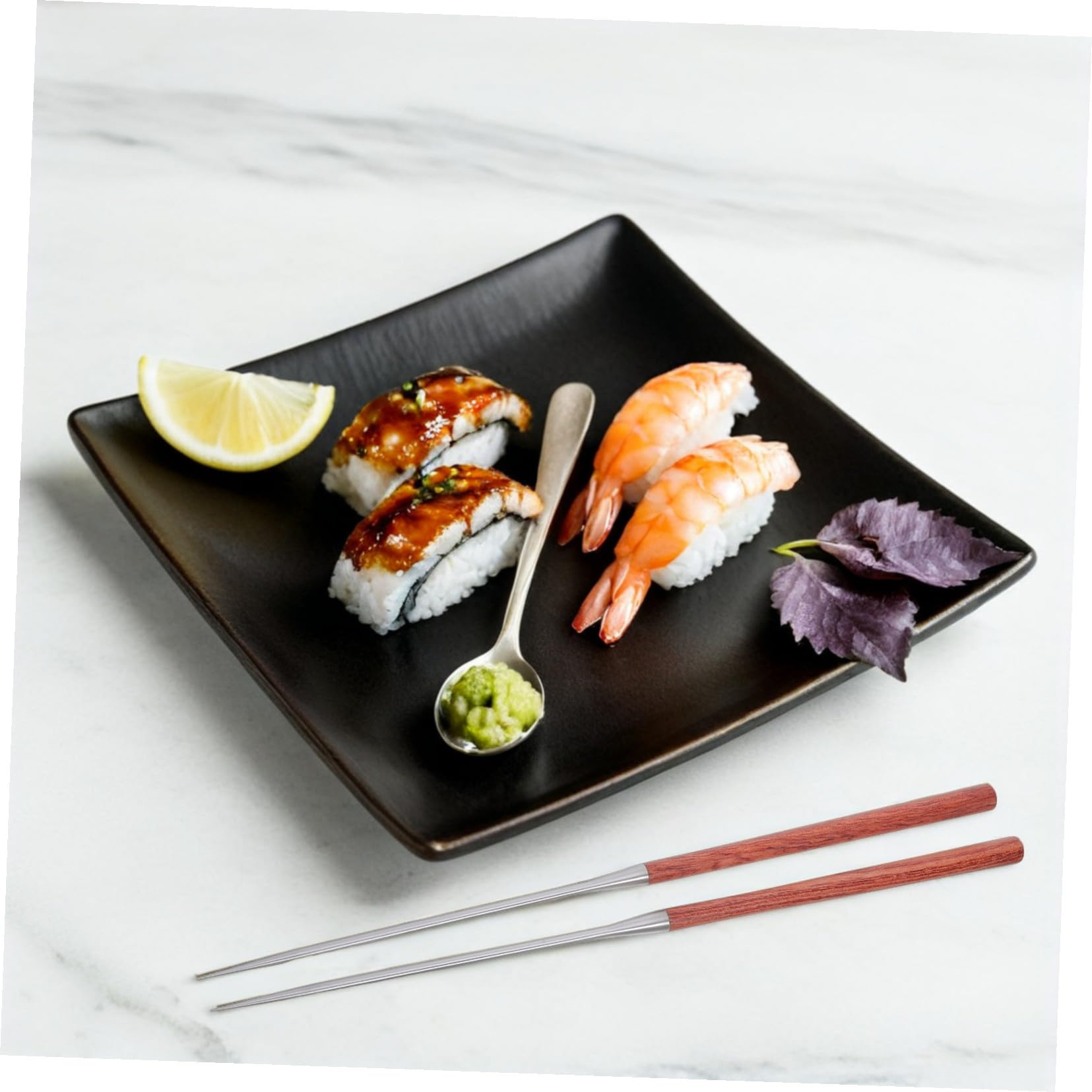 Bacchette per Sushi in Acciaio Inossidabile Impugnatura in Legno, Punta Appuntita per Precisione, Leggere e Riutilizzabili, per Mangiare e Lavoro