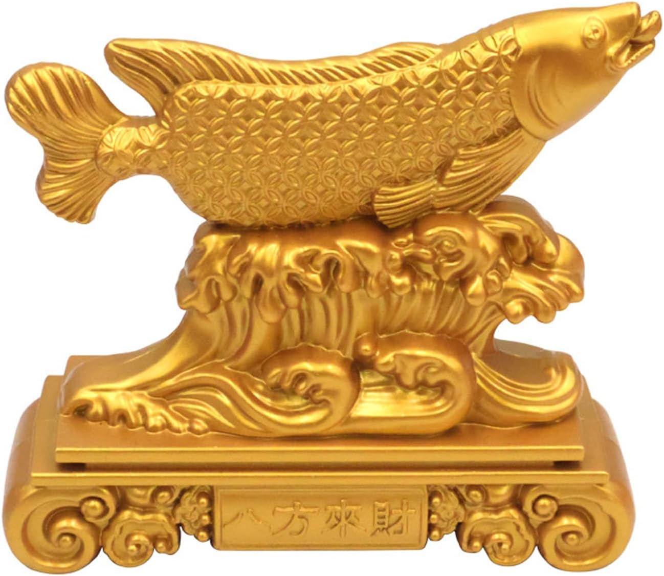 Golden Arowana Ornaments | Golden Arowana Fish Feng Shui Showpiece | Symbol Of Wealth Prosperity Abundance Every Year | For Home Office Decor Gift
