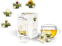 Vista 13 de Creano Juego de regalo de té floreciente - Té blanco – 6 Té floreciente con tetera de vidrio de 17 oz