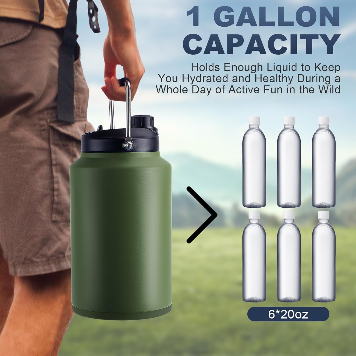 Tronco 1 Gallon Water Bottle, 128 oz Large Stainless Steel Triple Wall Vacuum Insulated Water Jug with Straw Lid and Spout, Keep Cold 48 Hrs, Top Handle, Leak Proof, Wide Mouth, Sweat Proof, BPA Free - Image 3