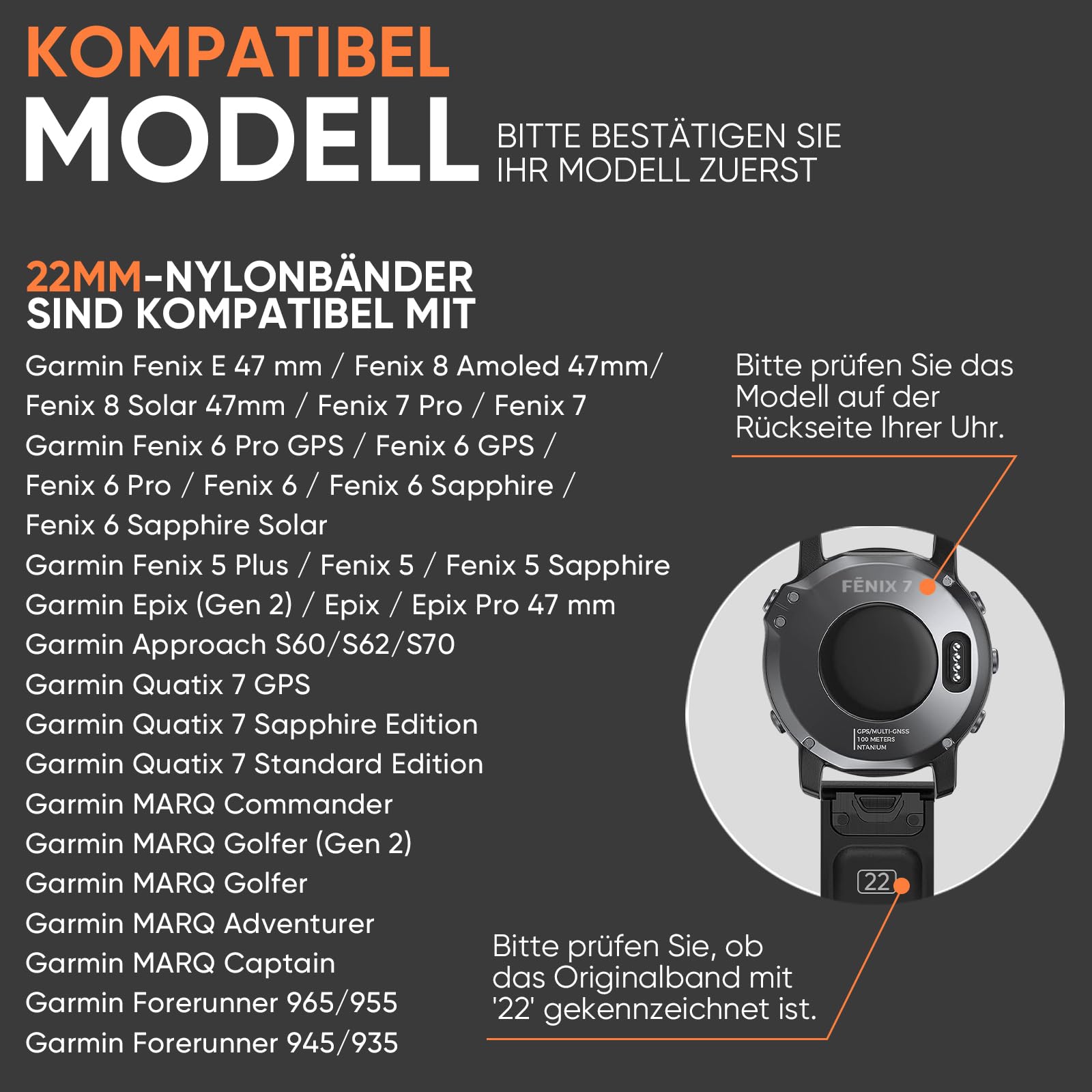 Suitisbest Sportowa bransoletka kompatybilna z bransoletką Garmin, 22 mm, Quick Fit, rozciągliwa, nylonowa, sportowa opaska z haczykiem S