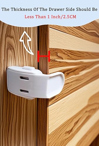 Miniatura 3 de Maveek - Paquete de 4 cerraduras para cajones a prueba de bebés, a prueba de niños, cerraduras de seguridad para bebés, para mesita de cama,