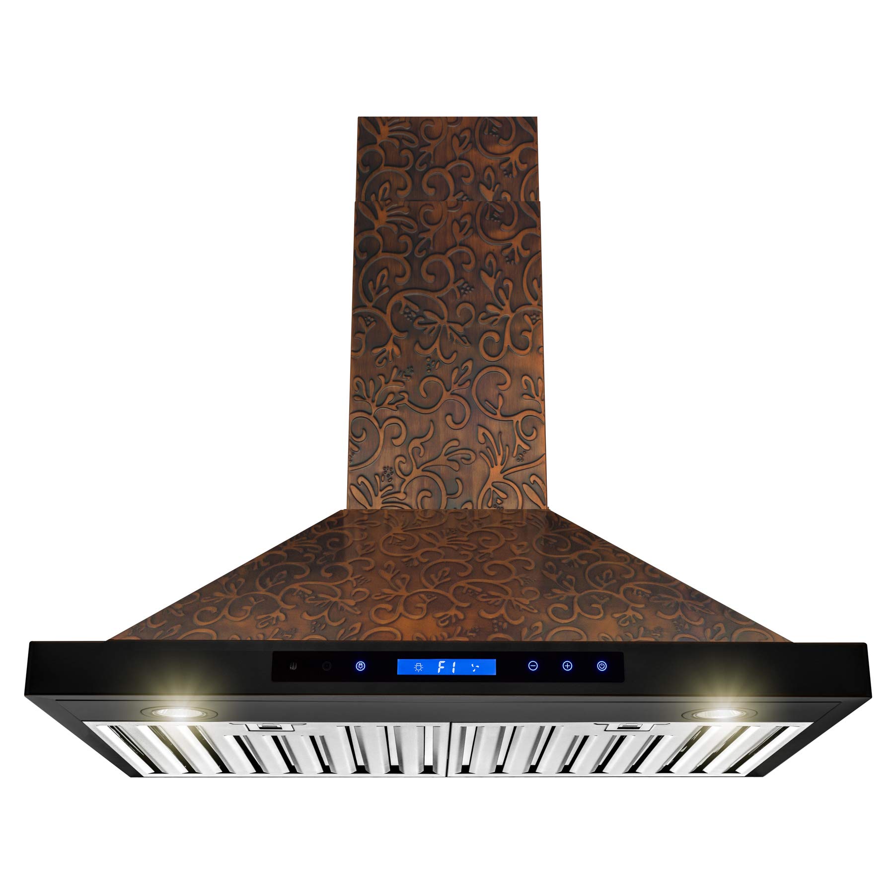 Buy AKDY Wall Range Hood 30" Embossed Copper Hood Fan for Kitchen 4