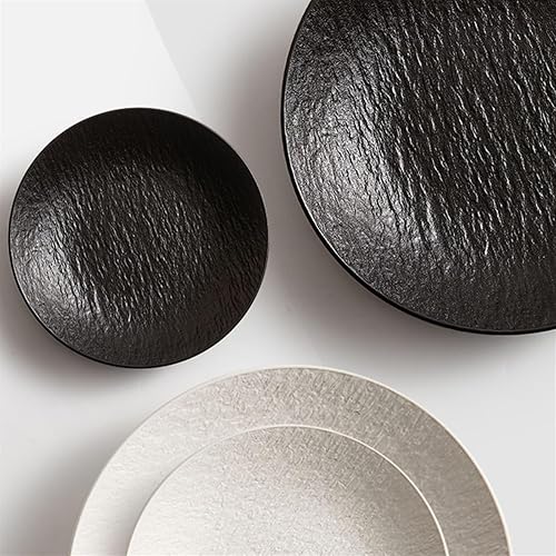 Miniatura 7 de Juego de platos llanos Bandeja de frutas Plato hondo para el hogar Tazón de ensalada de cerámica Plato de sopa Plato de roca blanca Plato de cocina