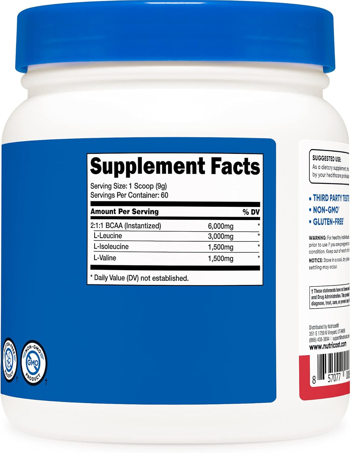 Nutricost BCAA Powder 2:1:1 60 Servings - Branched Chain Amino Acids : Health & Household