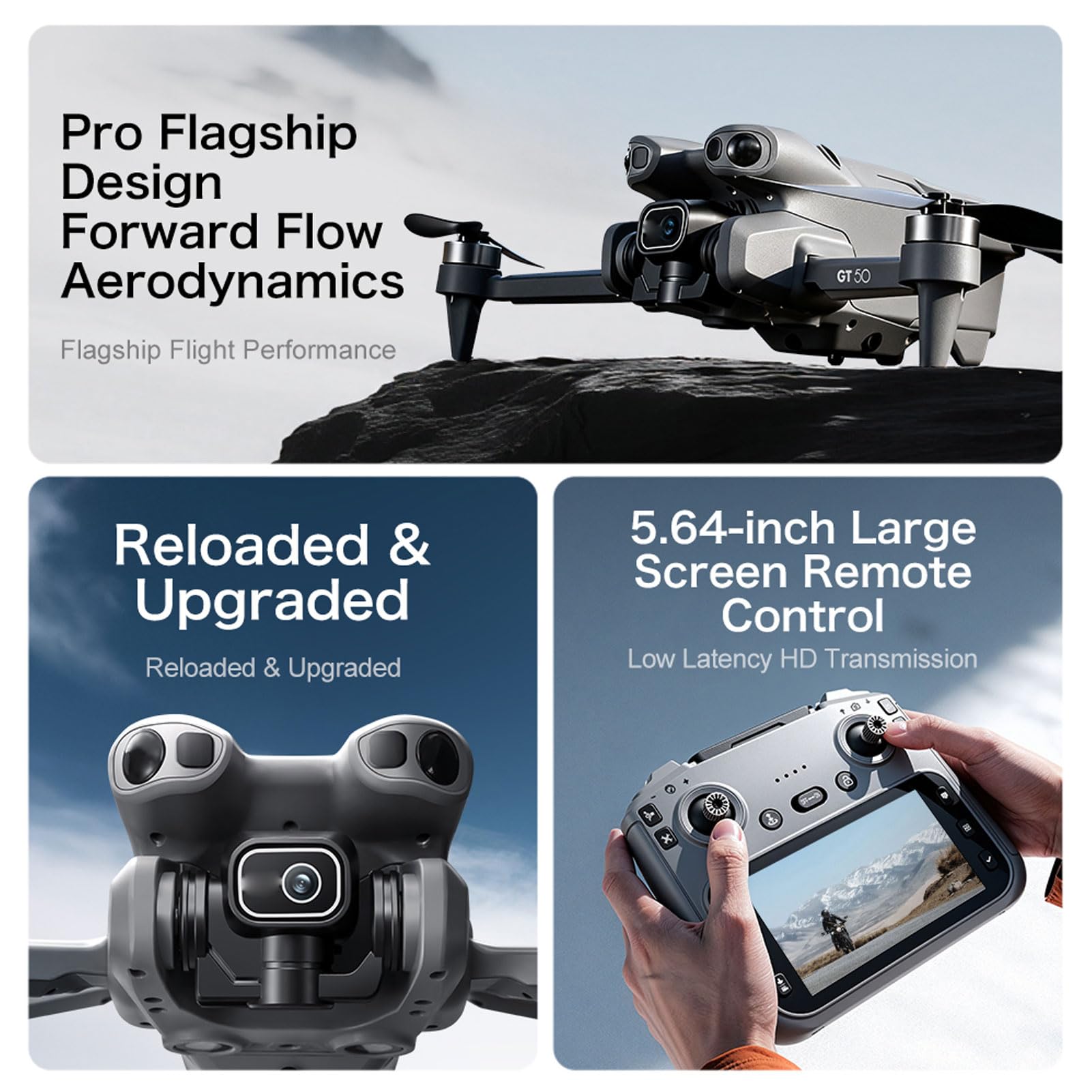 Zunate Drones Plegables con Cámara 4K, Ultraligero de 183 G, Cámara WiFi Portátil Cuadricóptero RC con Motor Sin Escobillas, 2 Baterías de 1300 MAh, para Adultos Principiantes