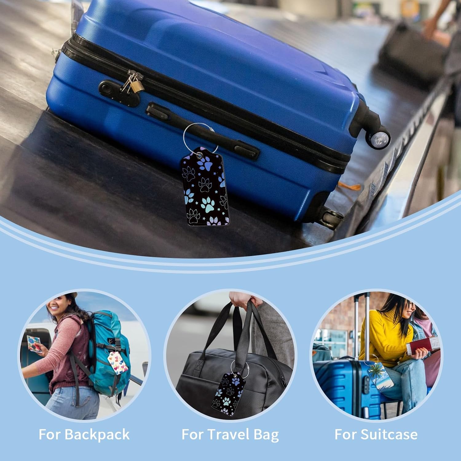 2 Pcs Dog Paw Cute Luggage Tag for Suitcases Women Cruise Travel image 2
