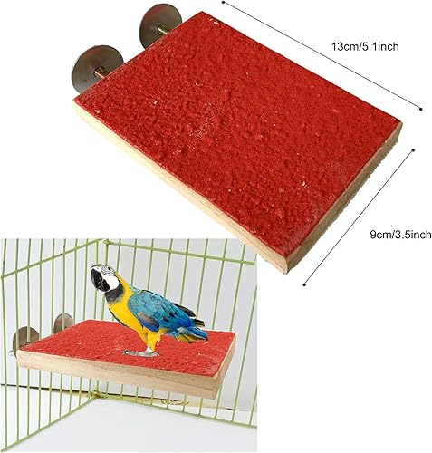 Miniatura 4 de Accesorios para jaulas para pájaros, 8 piezas de plataforma colorida para percas para pájaros, hamaca de madera, columpios para pájaros con campanas