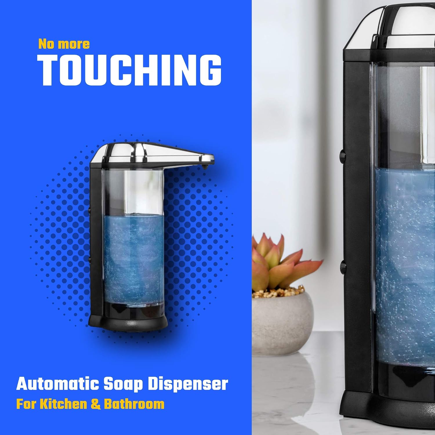 Wall Mounted Soap Dispenser Touchless - Large Refillable Battery- back Battery Compartment - kitchen soap dispenser Adjustable Liquid Volume - 17oz/500 ml, view 2
