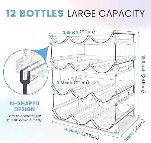 Vista 3 de Organizador de botellas de agua para gabinete, paquete de 4 unidades de organización de botellas de agua y estante de almacenamiento, soporte