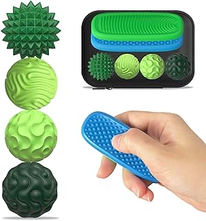 Fidget Toys Adults Silicone Magnetic Balls & Sensory Stones, 6 PCS Stress Relief Sensory Toys for Autism ADHD Anxiety, Office Desk Toys, Stocking Stuffers for Adults Teens