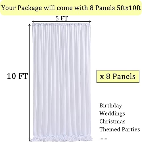Miniatura 3 de Cortinas de fondo blancas sin arrugas de 40 x 10 pies para fiestas, cortinas de poliéster grueso para cumpleaños, boda, fotografía, decoración del