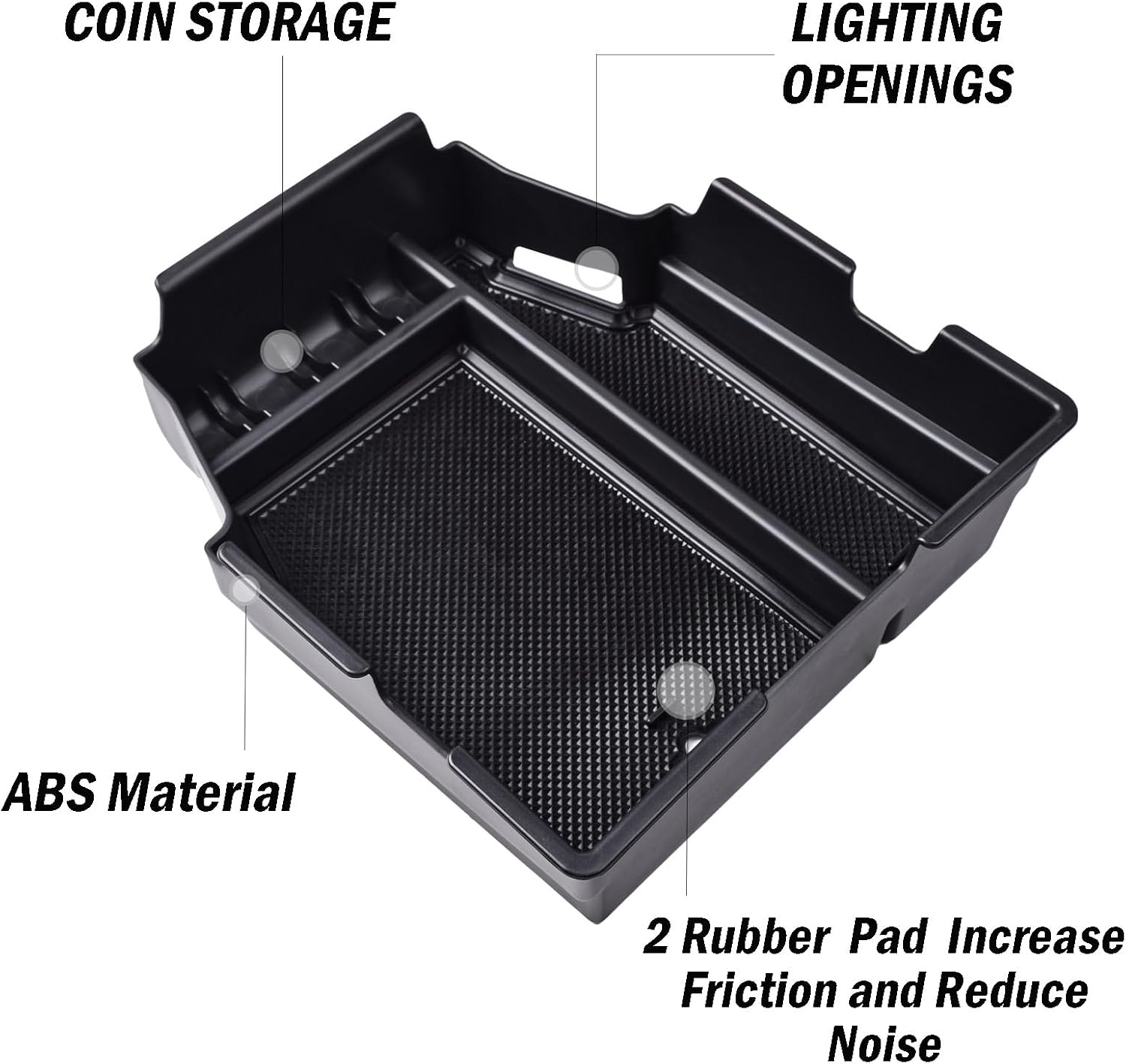 Center Console Organizer Compatible with Chevy Traverse 2018 2019 2020 2021 2022 2023 Accessories, Armrest Insert Tray Secondary Storage Box ABS, Black