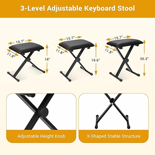 Miniatura 5 de ZENY Piano de teclado eléctrico portátil de 61 teclas con altavoces integrados pantalla LED auriculares micrófono soporte de piano soporte de hoja