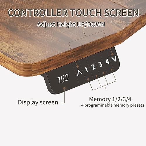 Miniatura 8 de Sileye Escritorio eléctrico de doble motor ajustable en altura con centro curvado y ruedas, ideal para uso diario en la oficina en casa, dormitorio,