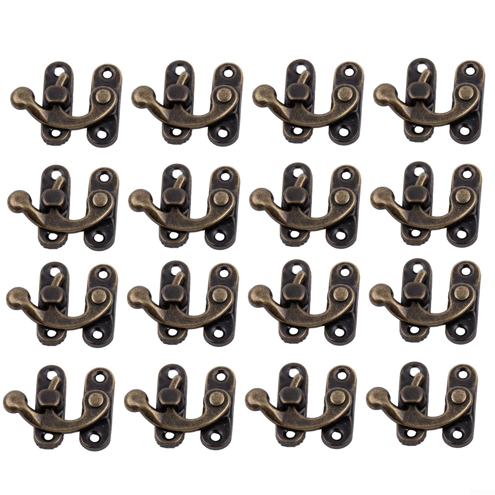 Chiavistelli per Porte 30 Pezzi Gancio Antico, Gancio di Chiusura in Ferro Bronzo Antico, Gancio Decorativo con Chiusura a Scatto for armadi e scatole portaoggetti(Bronze)