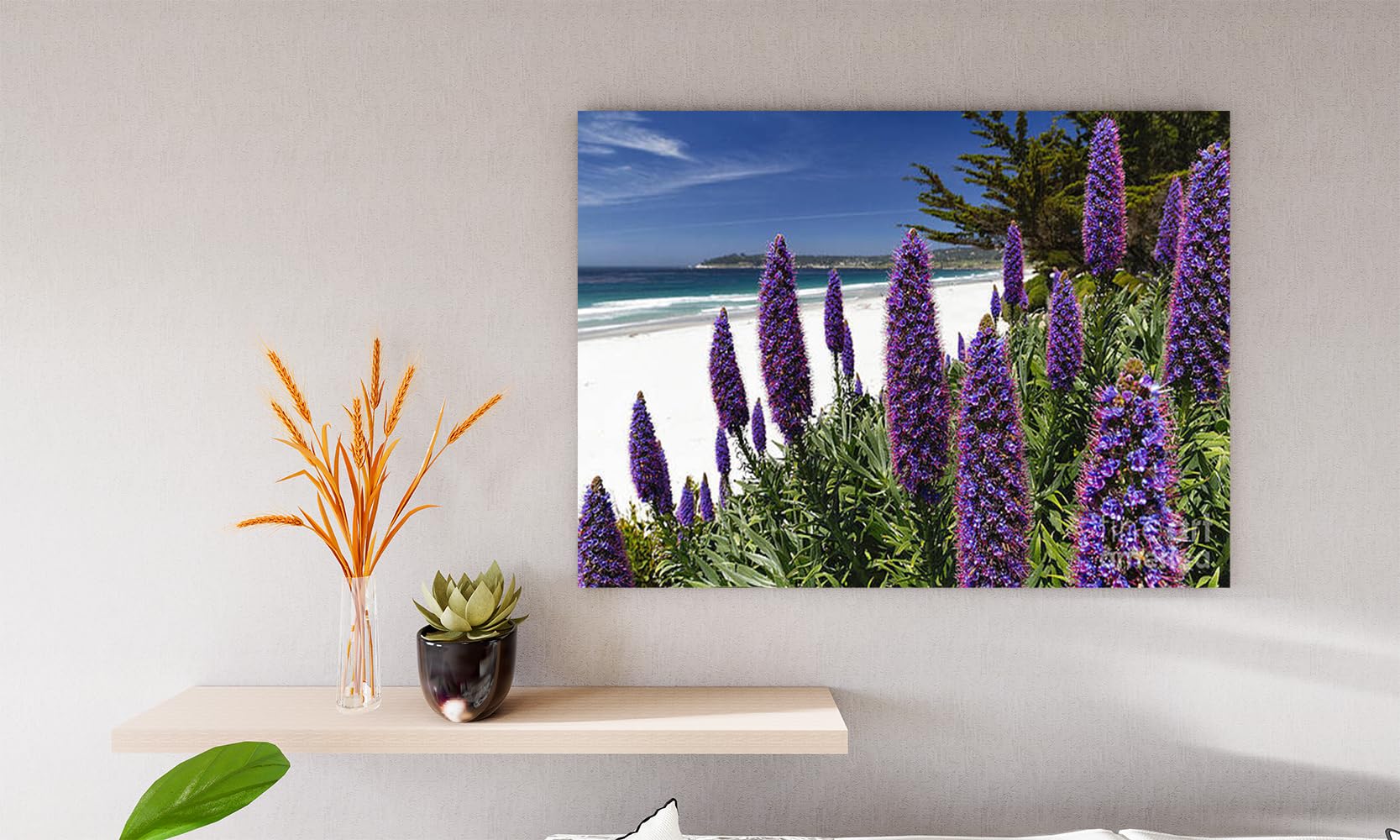 VERRE ART Printed Framed Canvas Painting for Home Decor Office Wall Studio Wall Living Room Decoration (14x10inch Wrapped) - Coastal Wildflower Bloom