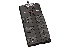 Tripp Lite 8 Outlet Surge Protector Power Strip with 8ft Cord and Right Angle Plug