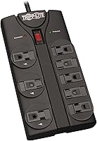 Tripp Lite TLP808B 8-Outlet Surge Protector, 1440 Joules, 8ft Flat Plug Cord, UL Certified - Home Office Power Strip Black