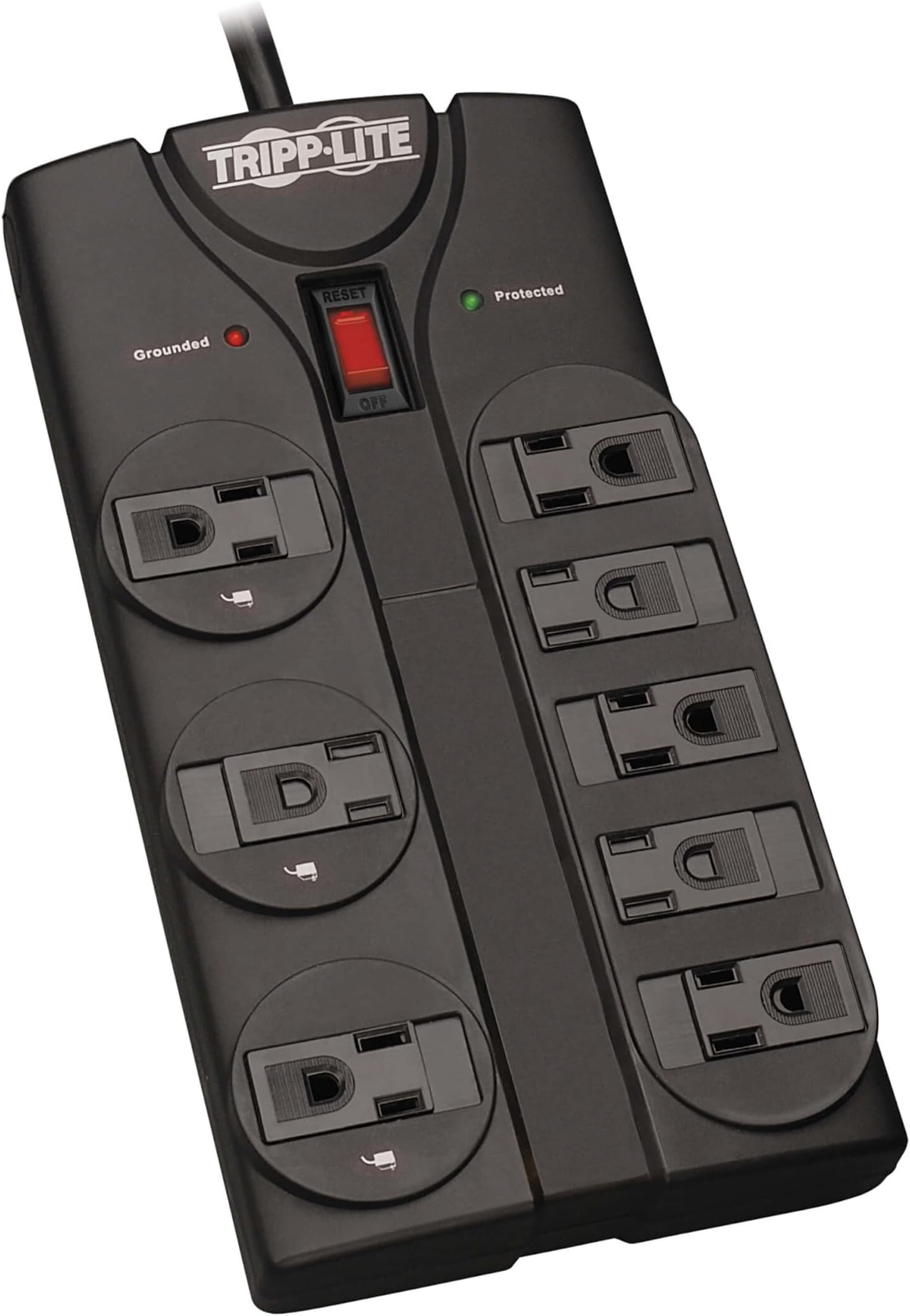 Eaton Tripp Lite Series TLP808B 8 Outlet Surge Protector Power Strip with Flat Plug, 1440 Joule Rating, Black, UL Listed & Certified, 8ft Extension Cord with Multiple Outlets for Home Office