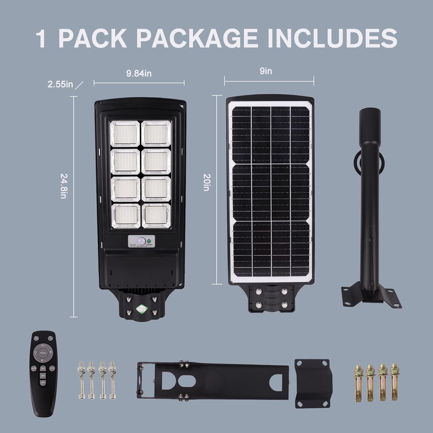KingHe Solar Street Light Package Contents
