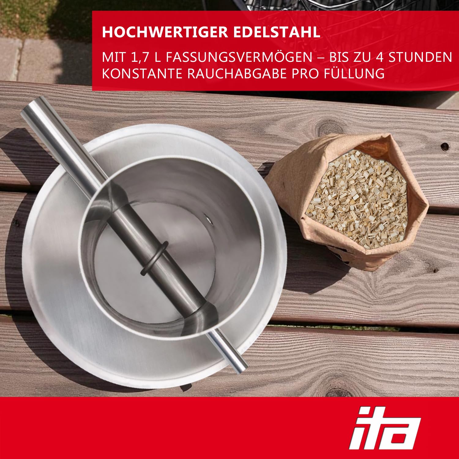 ITA Premium Kaltrauchgenerator aus Edelstahl - Raucherzeuger für Räucheröfen Smoker - Rauchgenerator zum Kalträuchern von Fisch, Fleisch, Käse