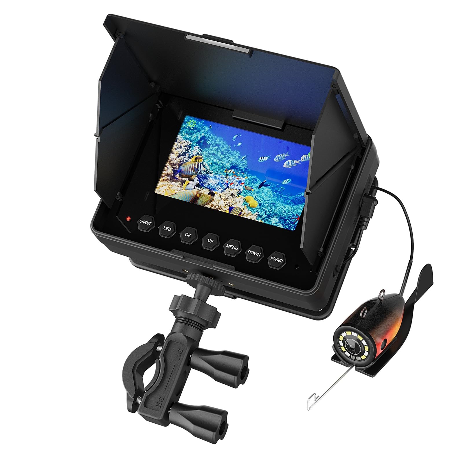 4.3 Inch Screen Visual Underwater Fishing Camera,1200TVL Ice Fishing Fish Finder Built-in 6+6 Dual LED Lights,Three Sizes Of 15/30/50M Waterproof Line,Compact Underwater M(Size:15 M/49 FT,Color:Black)