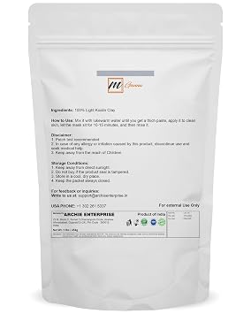 100% Natural Light Kaolin Clay Powder (1 Pound) for Facial Masks, Creams, Face Masks, and Soap Making 1 LBS / 454 GMS