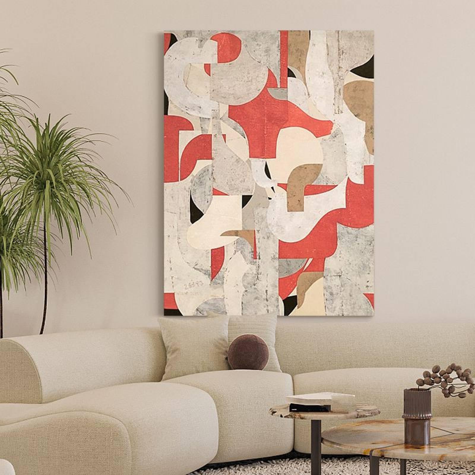 Peinture à l'huile peinte à la main sur toile texturée abstrait géométrique Wabi-Sabi