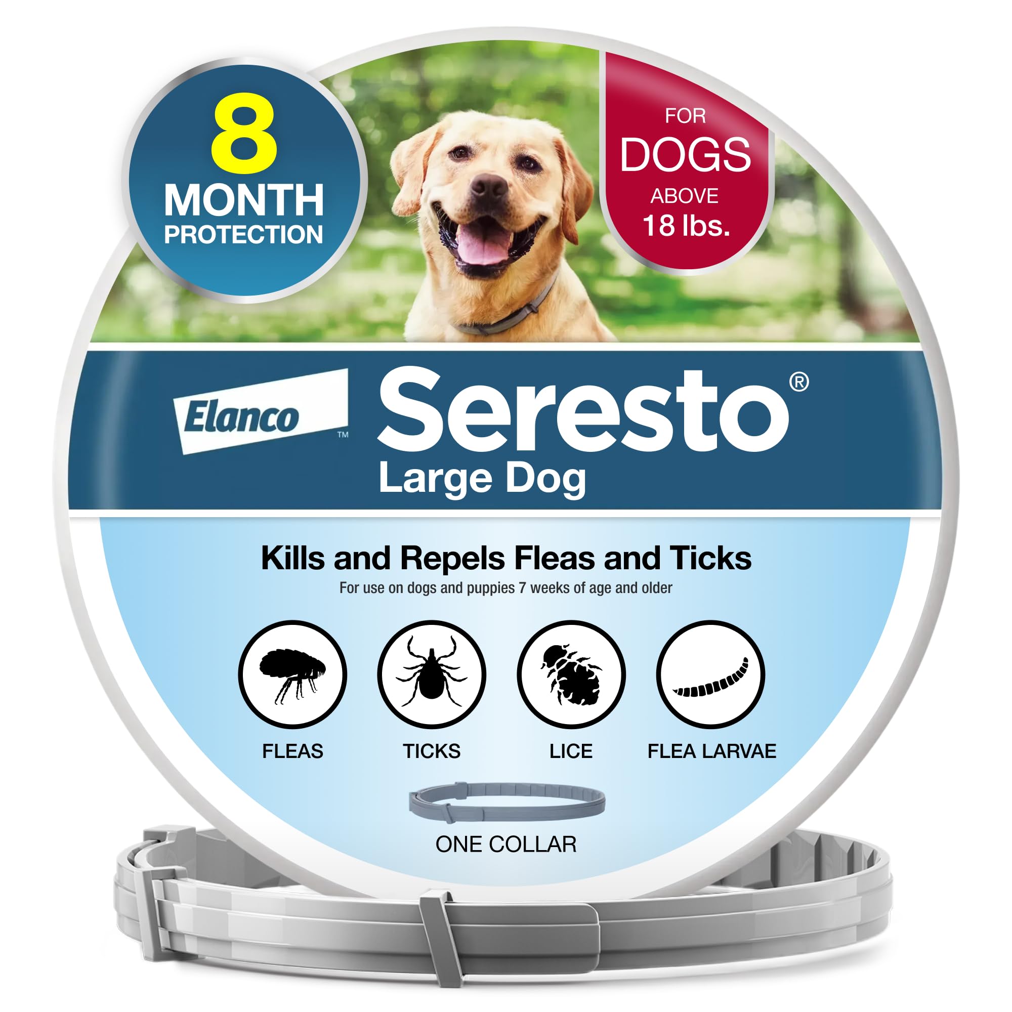 Seresto 8-Month Flea &amp; Tick Collar for Large Dogs Over 18 lbs., 1ct
