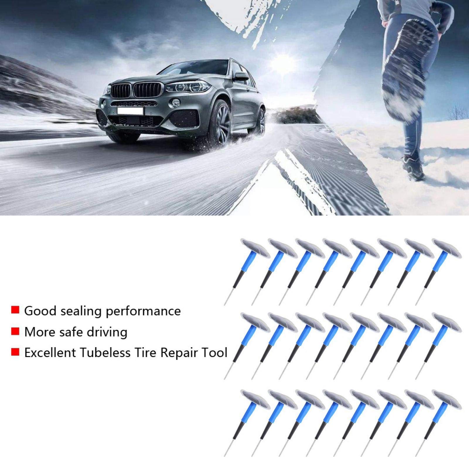 24 Pezzi Toppe di Pneumatici Riparazione, Toppa di Gomma Universale Toppa per Pneumatici Testa A Fungo Riparazione di Pneumatici Forati Accessorio, per Auto Moto Tubeless Patch Gum(36 * 4 mm)