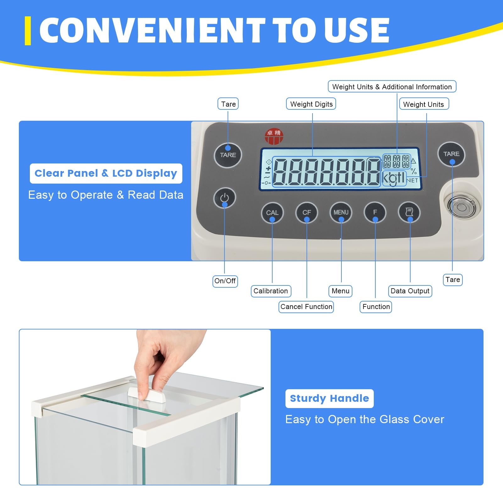 Bilancia analitica ad alta precisione, bilancia digitale da laboratorio 120 g x 0,0001 g con display LCD, 18 unità, per laboratori, farmacia, gioielleria, test di componenti