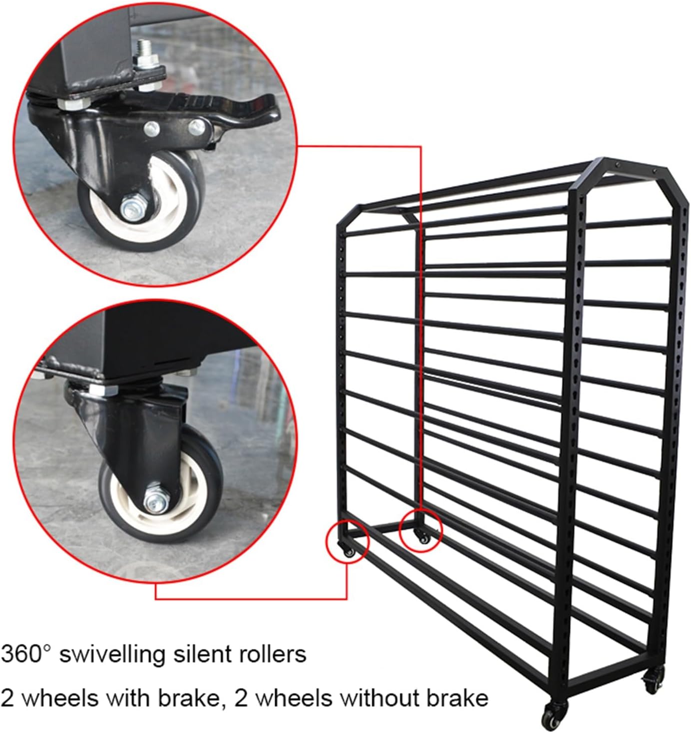 Adjustable Fabric Display Rack Cart - 16 Rods Vinyl Roll Holder Organizer for Car Wraps, ndow Films, Tablecloths & More - Commercial Grade Storage Solution (145cm)
