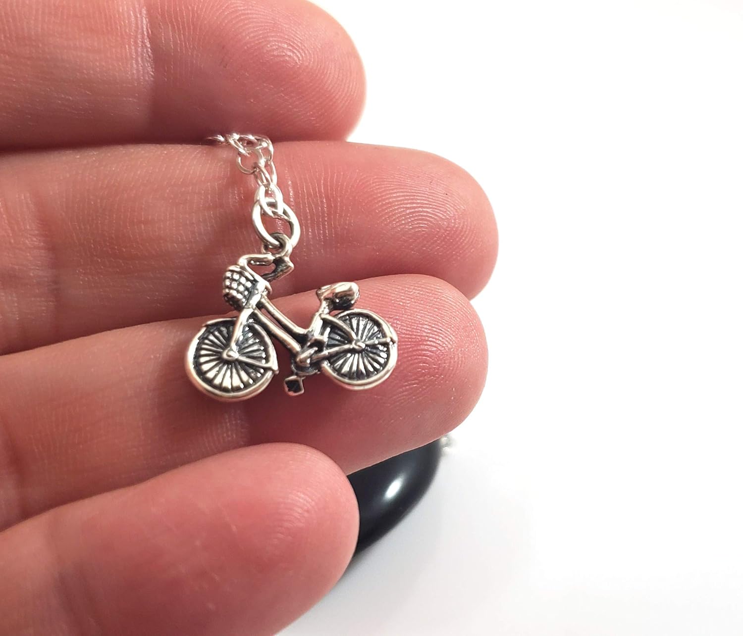 Bicycle Necklace – Sterling Silver Bike Charm on 18" Chain – Handmade Gift Ready Jewelry - Image 4
