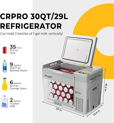 Miniatura 2 de BougeRV CRPRO Refrigerador de 12 voltios, refrigerador de automóvil de 30 cuartos de galón y 12 V, congelador portátil (-8  50 ), enfriador de