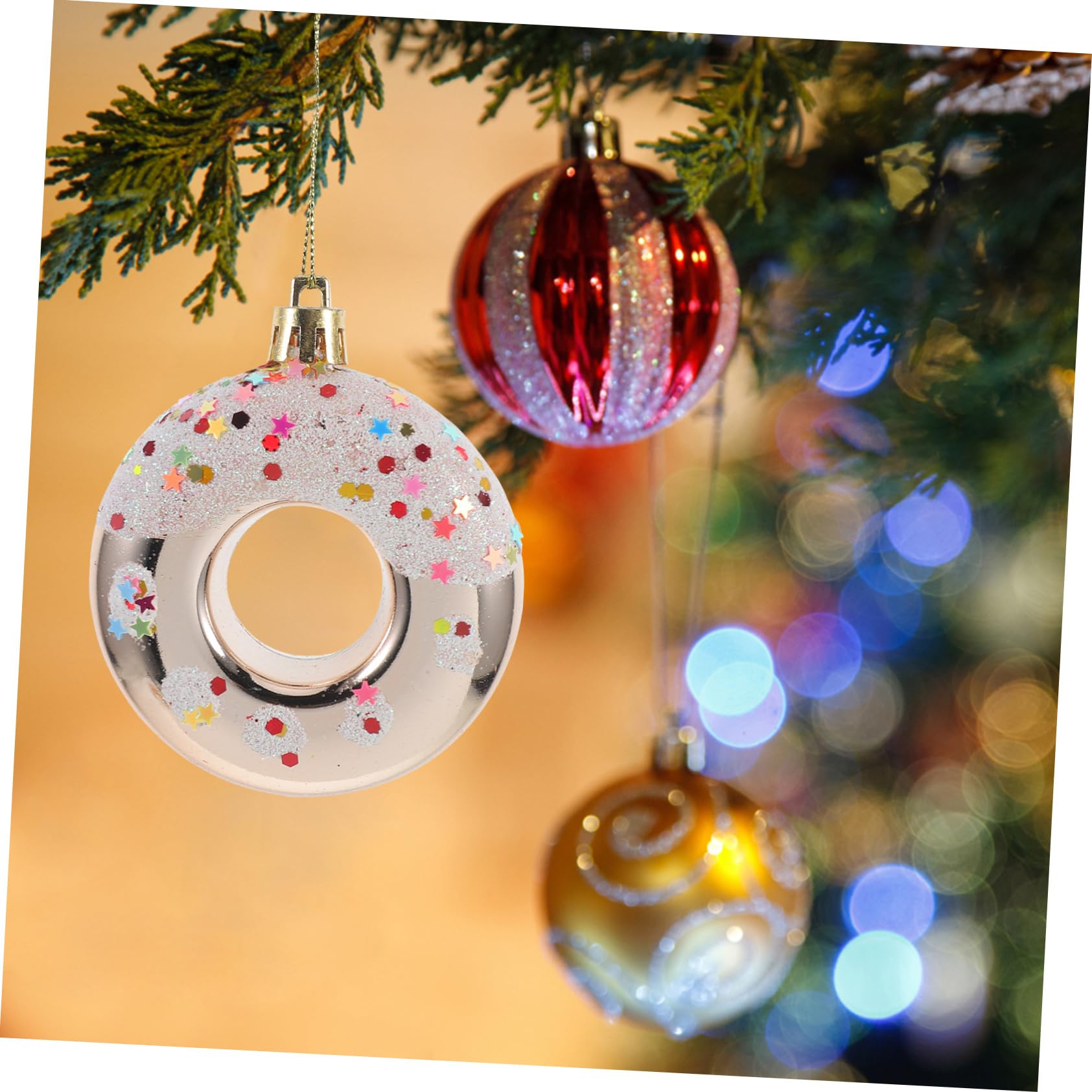 Ciieeo 20 Piezas Bola De Decoración Navideña Decoración Colgante del Árbol De Navidad Adorno Colgante De Donut De Árbol De Pascua Decoraciones De Fiesta De Donas Donut Falso El Plastico