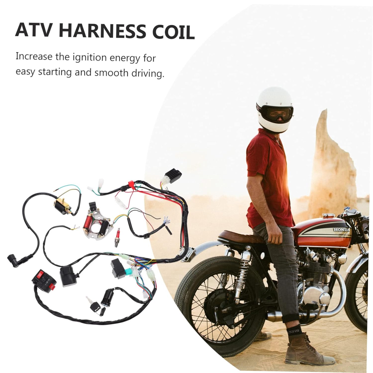 OUNONA ATV Replacement Wiring Harness ATV Wire Harness Kit Motorcycle Parts Easy Install