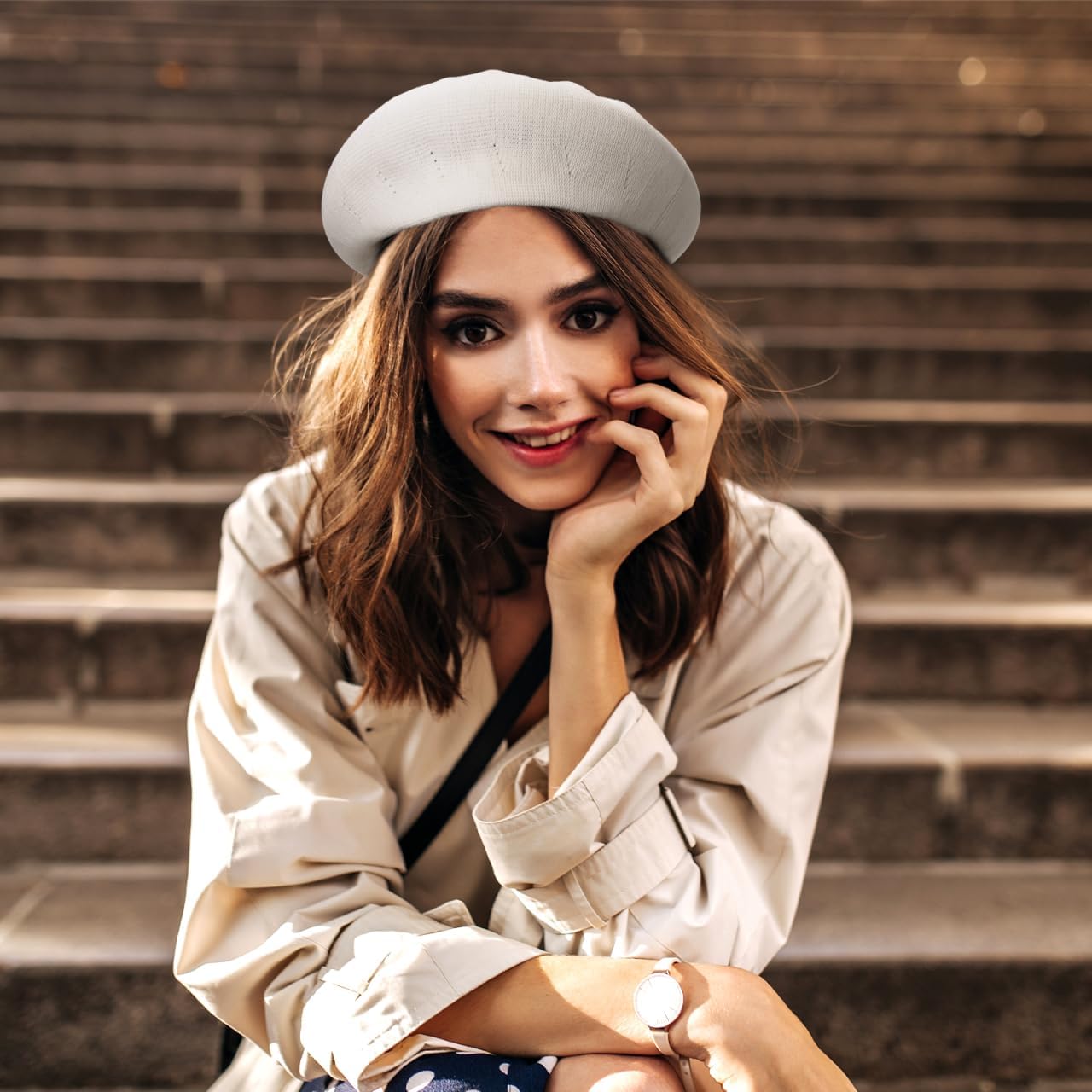 Summer French Beret Thin Beret Hat Solid Color Beanie for Women Lady Spring Summer Artist Knitted Hat