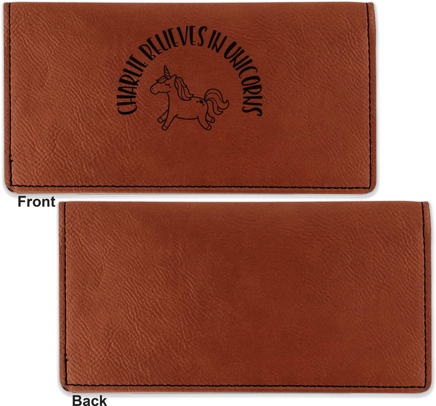 Personalized Unicorns Leatherette Checkbook Holder - Single Sided