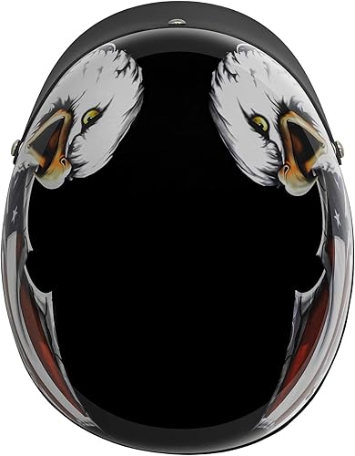 Vista 11 de VCAN Cruiser Patriotic Eagle USA Graphics - Casco para motocicleta Flat Black USA