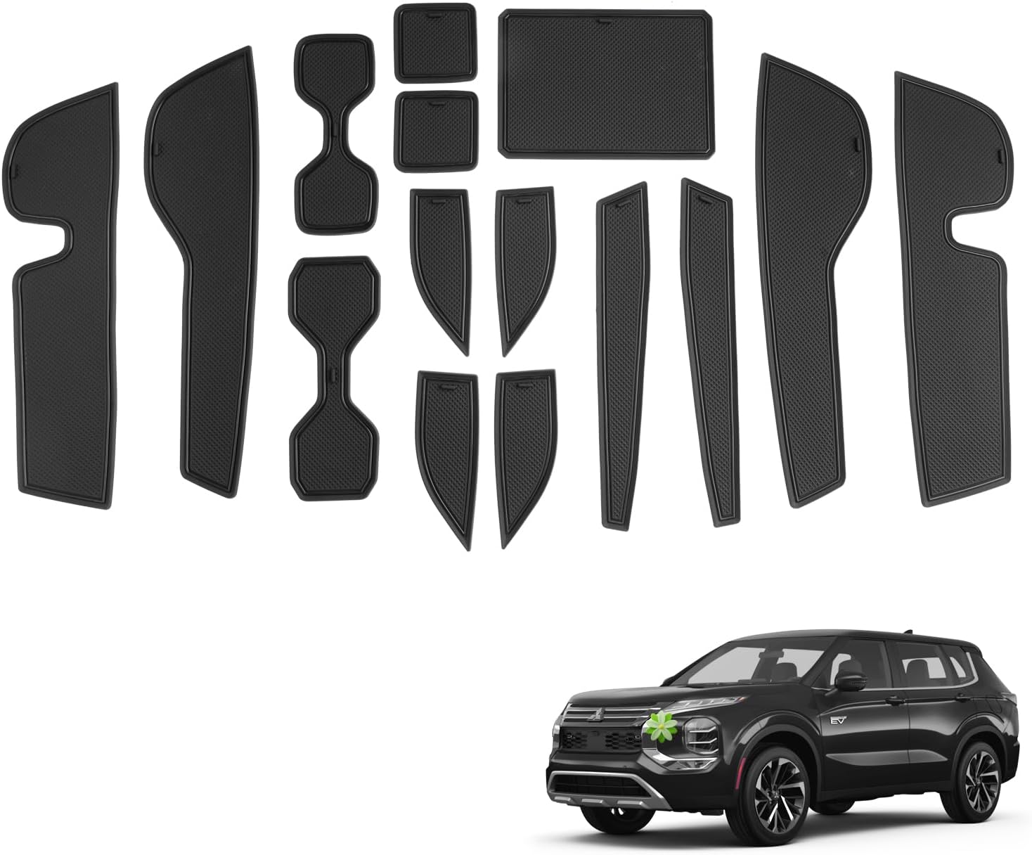 Door Slot Mats for 2025 Mitsubishi Outlander Accessories 15PCS/Sets Anti-Slip Interior Mats Center Console Liner Compatible with 2025 Mitsubishi Outlander ES/SE/SEL/GT(Not for Outlander PHEV/Hybrid)